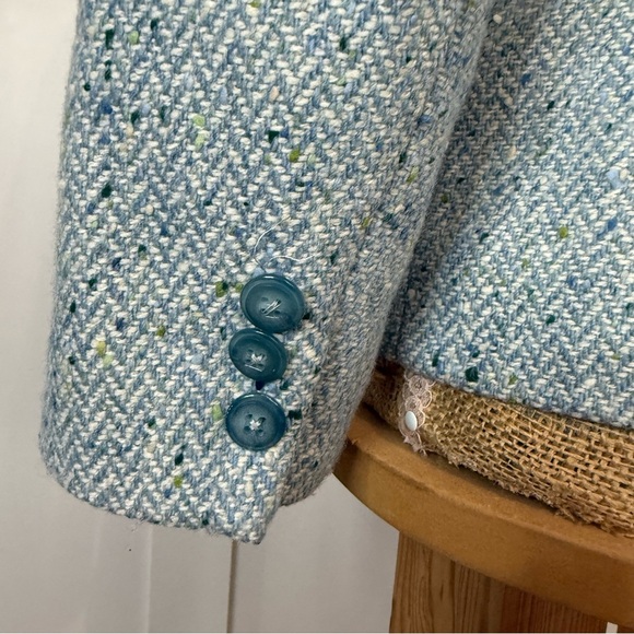 Talbots Wool Herringbone Blue Speckled Tweed Blazer size SM *See Measurements* - Picture 5 of 11